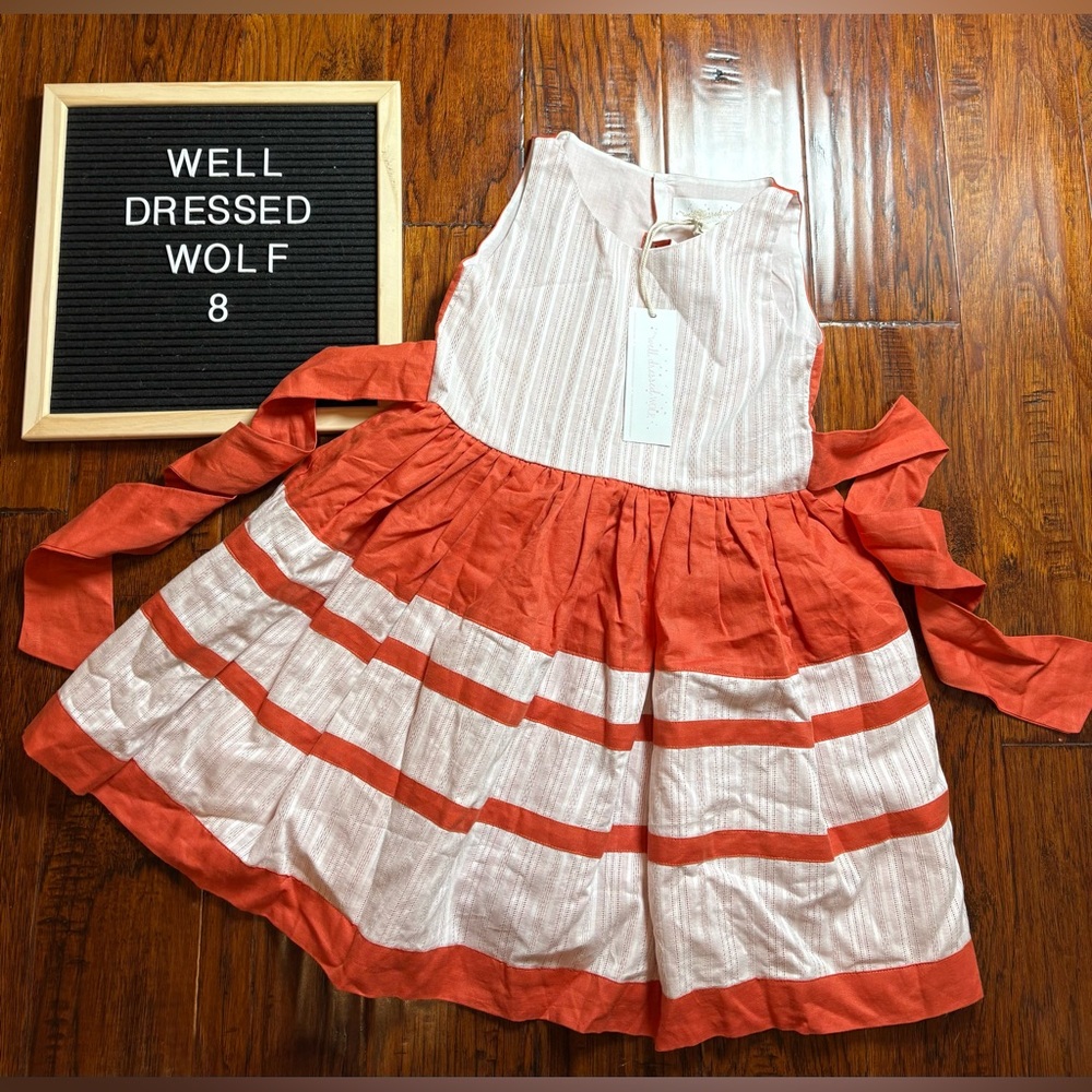 Well Dressed Wolf Striped Dress - Coral and Cream